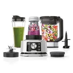 Ninja Foodi Power Nutri Mixer 3-in-1, Smoothie Maker, 1200W, 2,1L, inklusive Becher & Schüssel, Silber