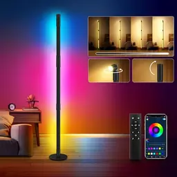 HANDSONIC RGBIC Stehlampe 128 cm, dimmbar, 360° drehbar, mit App, Musikmodus und 300 Szenen für Wohnzimmer