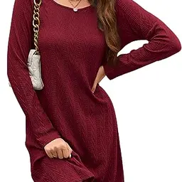STYLEWORD Strickkleid Damen Langarm Herbstkleid Elegant Pulloverkleid