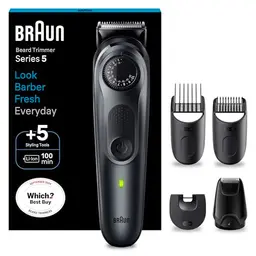Braun Barttrimmer Series 5 für Herren – 40 Längeneinstellungen, 100 Min. kabellose Laufzeit