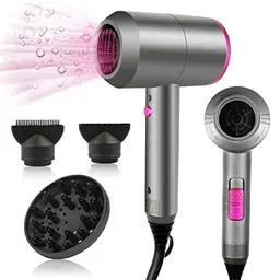 Professioneller Ionen Haartrockner mit AC-Motor, 2 Geschwindigkeiten, 3 Hitzeeinstellungen, Kaltluft, Diffusor & Konzentratoren, Grau