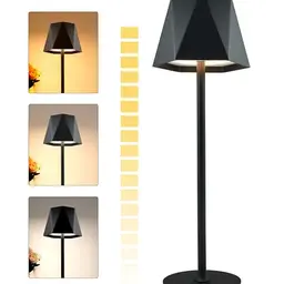 Vegawumen Kabellose LED Tischleuchte mit Touch Control und 3 Farbtemperaturen, Aufladbar und Einstellbare Helligkeit, Schwarz