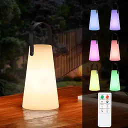 uuffoo Kabellose RGB LED Outdoor Lampe mit Fernbedienung - Dimmbar, IP44 Wasserdicht, USB Aufladung für Wohnzimmer, Schlafzimmer und Garten