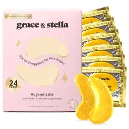 Grace & Stella - Augenpads gegen dunkle Augenringe, Tränensäcke und Falten, kühlend und erfrischend, 24 Paare, Gold