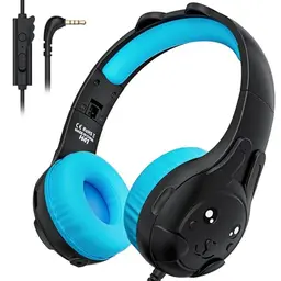 ZIUMIER Kinder Kopfhörer mit Kabel, Lautstärkebegrenzung, Faltbare Stereo-Kopfhörer für Schule und Reisen (Schwarz/Blau)