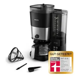 Philips All-in-1 Filterkaffeemaschine mit Kegelmahlwerk und Duo-Bohnenbehälter, 1,25 L Glaskanne, individuelle Intensitätseinstellung