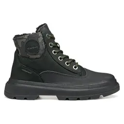 Geox Junior Jungen Schnürstiefeletten, Wasserfest, Schwarz/Militär, Größe 31 EU