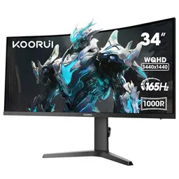 KOORUI 34 Zoll Ultrawide Gaming Monitor, 165Hz, 1MS, UWQHD 3440x1440, Höhenverstellbar
