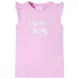 Kinder T-Shirt mit Rüschenärmeln, Rundhalsausschnitt, Mädchen, Lila, 116