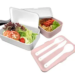 NERTHUS FIH 667 Lunch Doppelbox, Rosa/Weiß, 18,5 cm x 11,1 cm