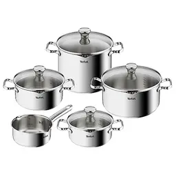 Tefal Duetto Induktion Topfset 9-teilig, aus Edelstahl, backofengeeignet bis 260°C, für alle Herdarten