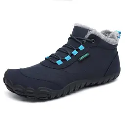 SAGUARO Winter Barfußschuhe für Damen und Herren - Gefütterte, wasserabweisende Winterstiefel in Dunkelblau, EU Gr. 38