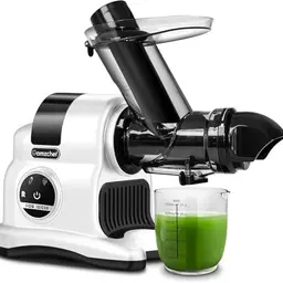 AMZCHEF Entsafter - 80mm Einfüllschacht, 150 Watt, 2 Geschwindigkeitsstufen, Gewinner des Tests, Farbe Weiß