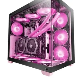Mars Gaming MCV4 Rosa – XXL E-ATX Gaming Tower mit Glasfenster und modularer Doppelkammer