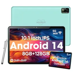 Weelikeit 10 Zoll Android Tablet, 8GB RAM, 128GB ROM, 5G WiFi, 6000 mAh Akku, Dual Kamera – Ideal für Kinder