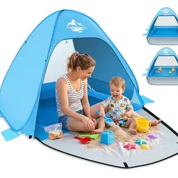 MAXDONE Strandmuschel & Zelt, 2-3 Personen, leicht, UV-Schutz 50+, tragbar für Strand, Camping & Garten