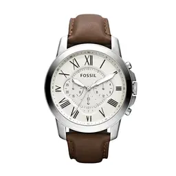 Fossil Grant Herren Uhr, Quarz-Chronograph, Edelstahl- oder Lederarmband, 44MM