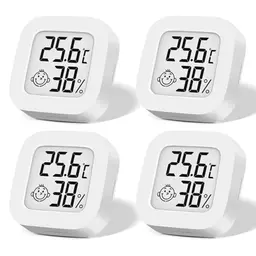 4er Set Mini Digital Thermometer und Hygrometer für Innenräume, kabellos, LCD, Temperatur & Luftfeuchtigkeit, für Babyzimmer und Zuhause