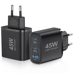 2er-Pack 45W USB C Ladegerät für iPhone & Samsung Galaxy (3 Port, Schwarz)