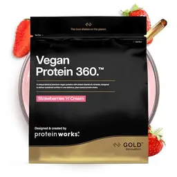 Protein Works Vegan Protein 360 – Erdbeer-Sahne, 16 Portionen, 100% pflanzlich, kalorienarmer Shake, 500g