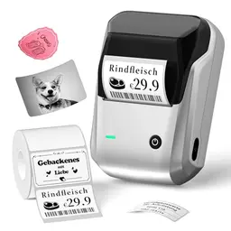 NIIMBOT B1 Tragbarer Etikettendrucker mit Wasserfesten Selbstklebenden Etiketten, Bluetooth Label Printer für Schule und Preisschilder, Silber