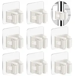 3er Set Besenhalterungen selbstklebend für Haus & Garten - Wandhalterung für Werkzeuge und Gartengeräte (Weiß)