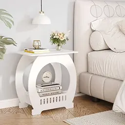 Dripex Beistelltisch, Kaffeetisch für Schlafzimmer und Wohnzimmer, 44x30x46cm, Weiß