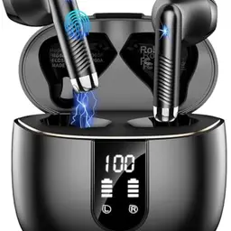 Kabellose Bluetooth 5.4 In-Ear Kopfhörer mit Noise Cancelling, IP7 wasserdicht, 6D Bass, App EQ Steuerung, für Android & iOS