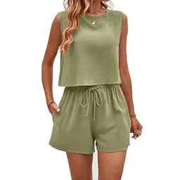 YOMORIO Damen Sommer Hosenanzug Set - Elegantes 2-teiliges Outfit mit Crop Top und Shorts