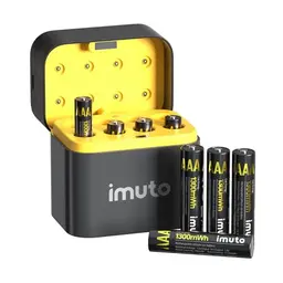 imuto AAA 8-Pack Wiederaufladbare Lithium Akkus mit Ladegerät, 1.5V, Hohe Kapazität, Lange Lebensdauer