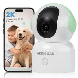 AKINGUAR 2K WLAN Innenkamera mit KI Personenerkennung und Nachtsicht, kompatibel mit Alexa - Grün