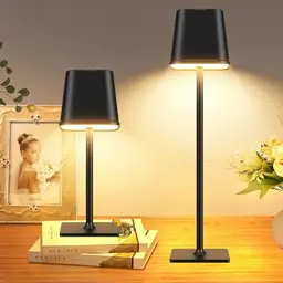 RECHOO LED Tischlampe 2er Set, kabellos, dimmbar, touchgesteuert, warmweiß, für indoor & outdoor, USB-C, Camping