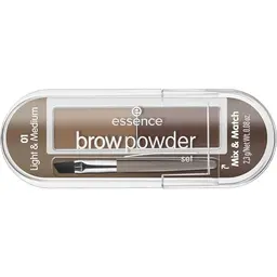 essence Augenbrauenpuder Set, Nr. 01 light ; medium, 2 Braun-Töne, matt, vegan, 2,3g