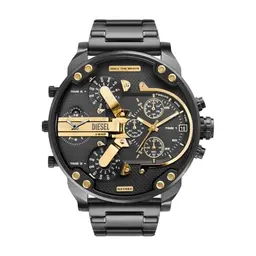 Diesel Mr. Daddy Herrenarmbanduhr, Multifunktionsuhr mit Edelstahlarmband, Dunkelgrau, 57 mm