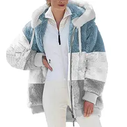 Damen Fleecejacke Teddyjacke Winterjacke warm, einfarbig, grau, Sweatjacke für Damen