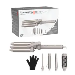 Remington Lockenstab 5in1 mit Zubehör für Beach Waves, Spirallocken & Natürliche Locken