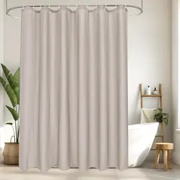 EurCross Duschvorhang 180x200 cm, Wasserdicht, Sandfarben, Waschbar, mit 12 Ringen