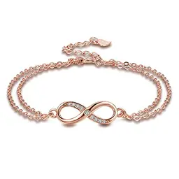 Micory Infinity Armband Damen 925 Sterling Silber Rosegold Verstellbar