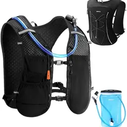 ECOHUB Laufweste für Damen & Herren mit 2L Trinkflasche - Ultraleichte, atmungsaktive und reflektierende Laufweste (Schwarz)