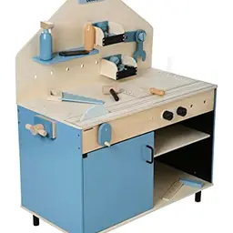 VERTBAUDET Kinder Werkbank aus Holz und Metall, Blau