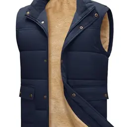 Xnova Herren Winter Fleeceweste Stehkragen Outdoor Jacke (Blau, M)