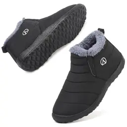 Rokiemen Kinder Winterstiefel Wasserdicht und Warm Gefüttert - Schwarz, Größe 35 EU