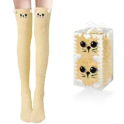 Kuschelsocken Damen - Warme Overknee Socken im Einheitsgröße, inklusive 1 Geschenkbox für Damen und Mädchen