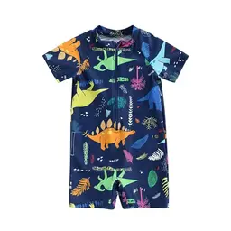 Comforso Jungen Badeanzug mit Sonnenschutz - Kurzarm Schwimmkostüm für Sommer, Beach und Pool (2-5 Jahre, Dinosaurier)