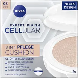 NIVEA Cellular Expert Finish 3in1 Cushion für dunkle Hauttöne, Make-up mit Hyaluron und LSF 15