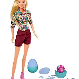 Simba Steffi Love Dino Surprise Ankleidepuppe mit zwei Dinosauriereiern, 29 cm, ab 3 Jahren