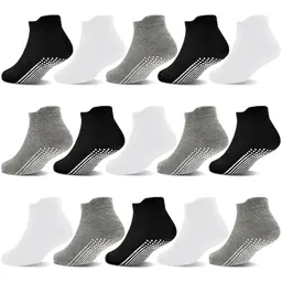 GRPSKCOS Kinder Stoppersocken 15 Paar, Antirutsch Knöchelsocken für Kleinkinder, Jungs & Mädchen (Schwarz, Weiß, Hellgrün, 6-12 Monate)
