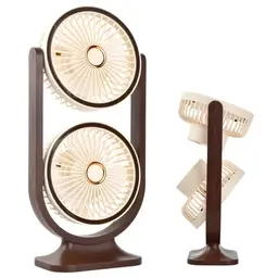 2-in-1 Tischventilator, tragbarer USB-Ventilator, leiser, Akku, 360° drehbar, ideal für Büro, Schlafen, Zuhause und unterwegs (Braun)