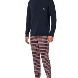 Schiesser Herren Schlafanzug Lang Nachtblau, Pyjamaset, Größe 48 EU