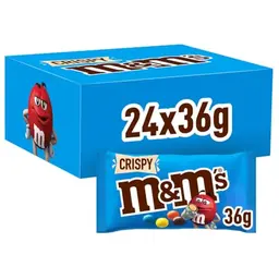 M&M's Crispy Schokoladen-Großpackung, 24 x 36g, knusprige Schokolinsen, Süßigkeiten, Geschenk (816g)